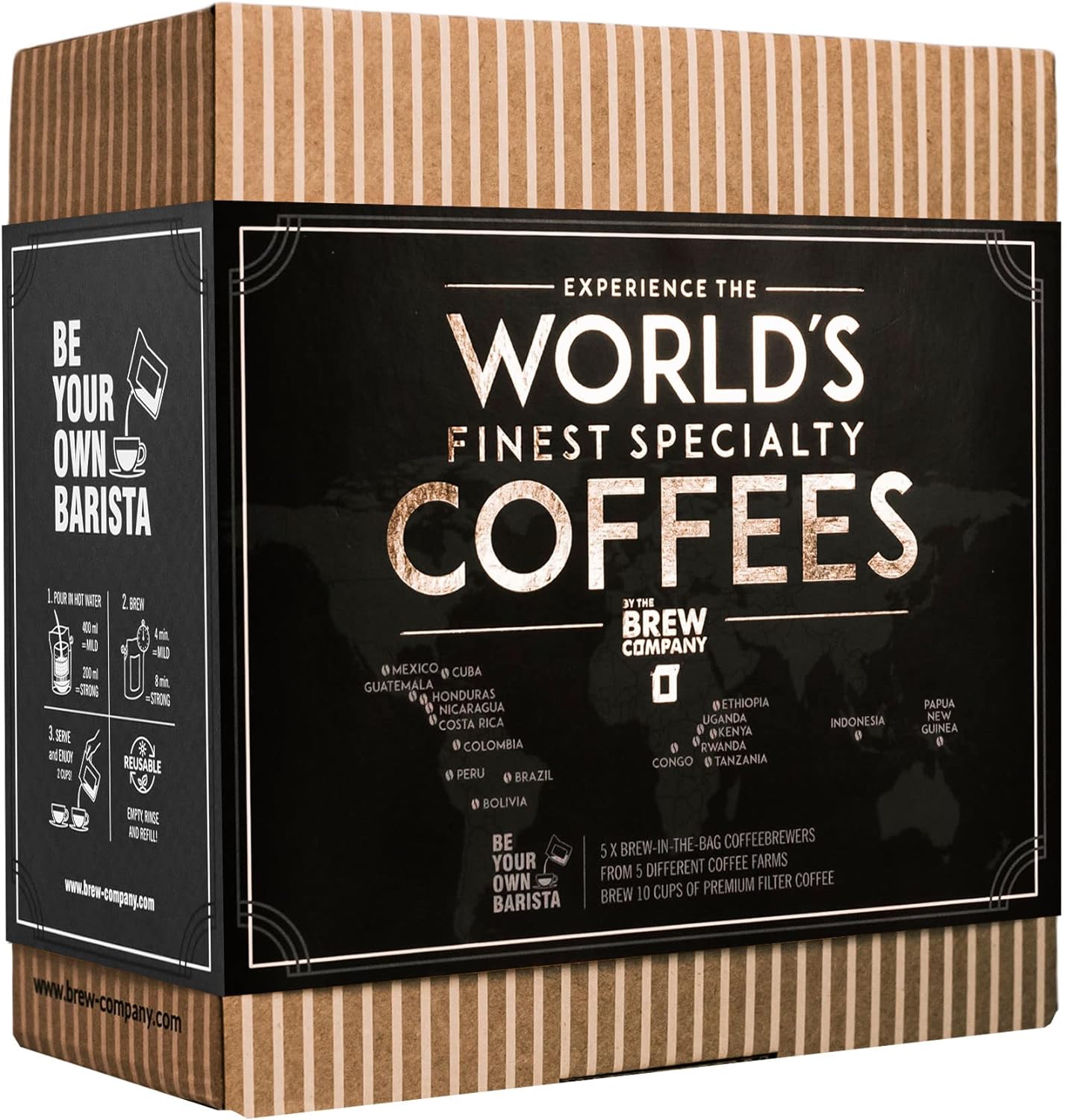 Original Gourmet Coffee Gift Set for Men & Women – 7 of The World’s Finest Single Estate Specialty & Organic Coffees | Brew & Enjoy Anytime, Anywhere | Hamper Style Letterbox Gift Idea for Him & Her