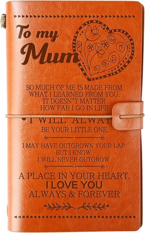 Mum Birthday Gifts Leather Journal, 140 Pages, Refillable 7.9″x4.7″ – Perfect Mothers Day Gift