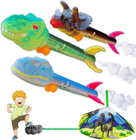 Dinosaur Rocket Toy Launcher: Fun Outdoor Game for 3-10 Year Olds, Perfect Gift for Kids.