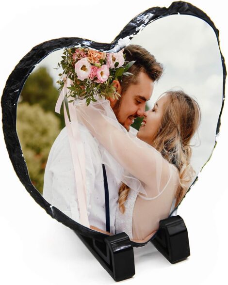 Customizable Heart-shaped Matte Photo Rock Slate – 15cm