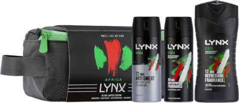 Lynx Africa Retro Limited Edition Men’s 48hr Deodorant Trio with Shower Gel and Gift Bag