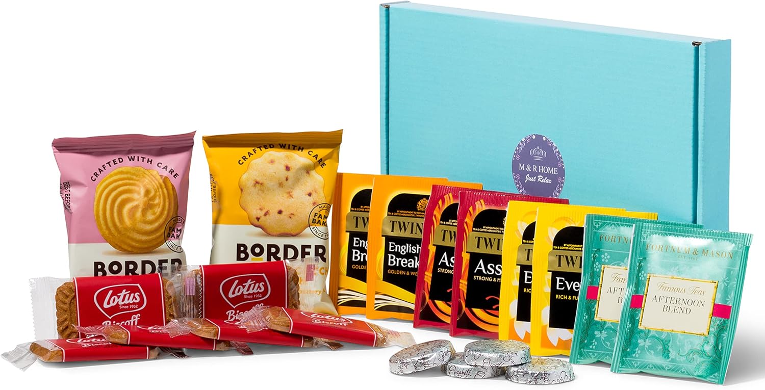 Afternoon Tea Hamper Gift - For 2 | with English Tea, Luxury Biscuits & Chocolate Selection | Food Hampers For Couples, Get Well Soon, Thank You, Birthday For Men & Women | British Gift Baskets