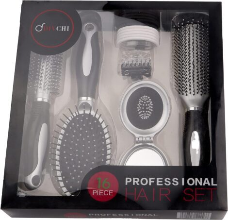 DIVCHI Hair Care Kit – 16 Piece Set includes Curling Brush, Paddle Brush, and more.