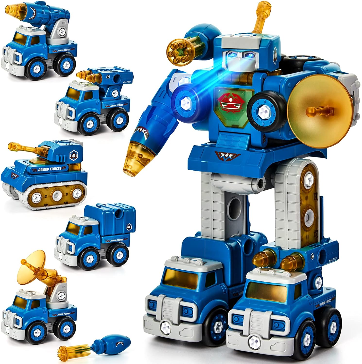 Toys for 4 5 Year Old Boy Thickened Drop-Resistant 5 in 1 Vehicles -STEM Educational Transform into Robot Christmas Birthday Gifts for Kids Girls Boys Toys Age 5 6 7 8 - Toys for 4 5 6 Year Old Boys