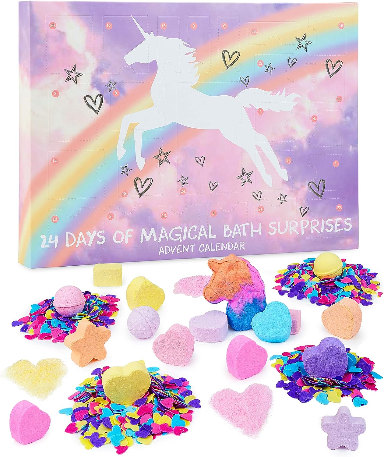 KreativeKraft Bath Bombs Advent Calendar 2023, Christmas Advent Calendars For Kids, 24 Unicorn Gifts For Girls, Xmas Gifts Ideas For Childrens