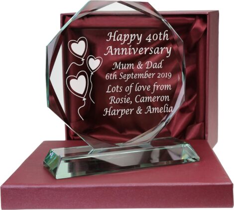 De Walden Engraved Ruby Wedding Cut Glass – 40th Anniversary Gift