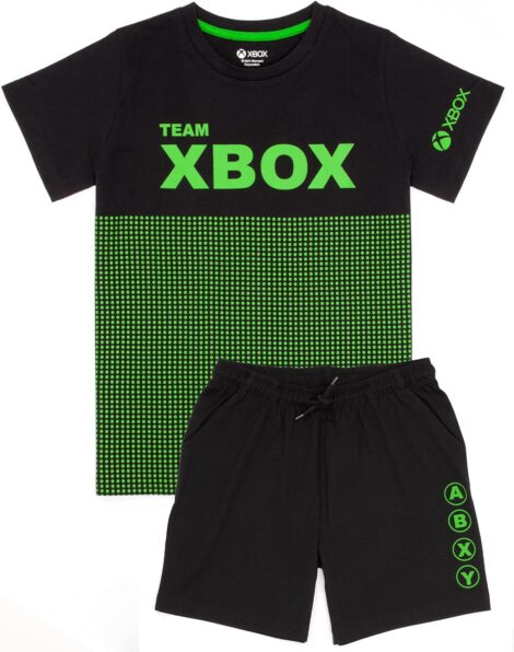 Boys’ Xbox PJ Set: Green or Black T-Shirt & Shorts | Gamer PJs, Console Merchandise Gift