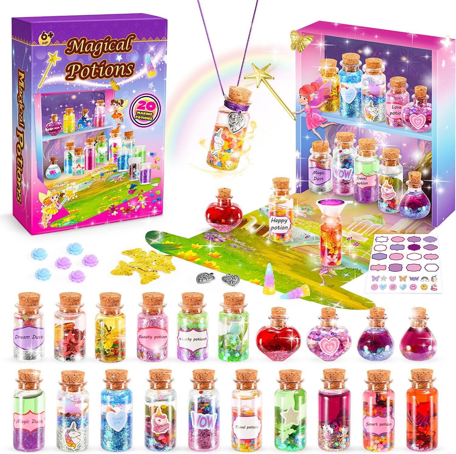 Veopoko Kids Magic Potion Set with 20 Magic Potions, Creative Gift Craft Fairy Toys