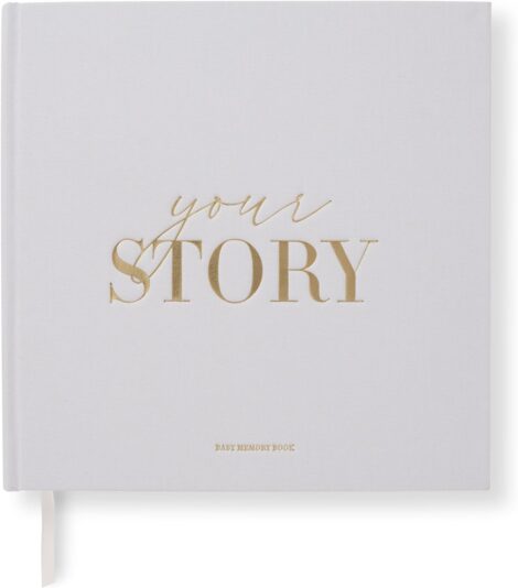 132-page baby memory book and photo album gift for newborns, ideal for expecting moms and baby showers (grey).