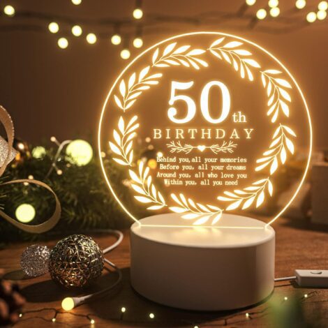 JOVMUND Engraved LED Light, Funny 50th Birthday Gift for Him/Her, Personalised Ideas for Sister/Husband.