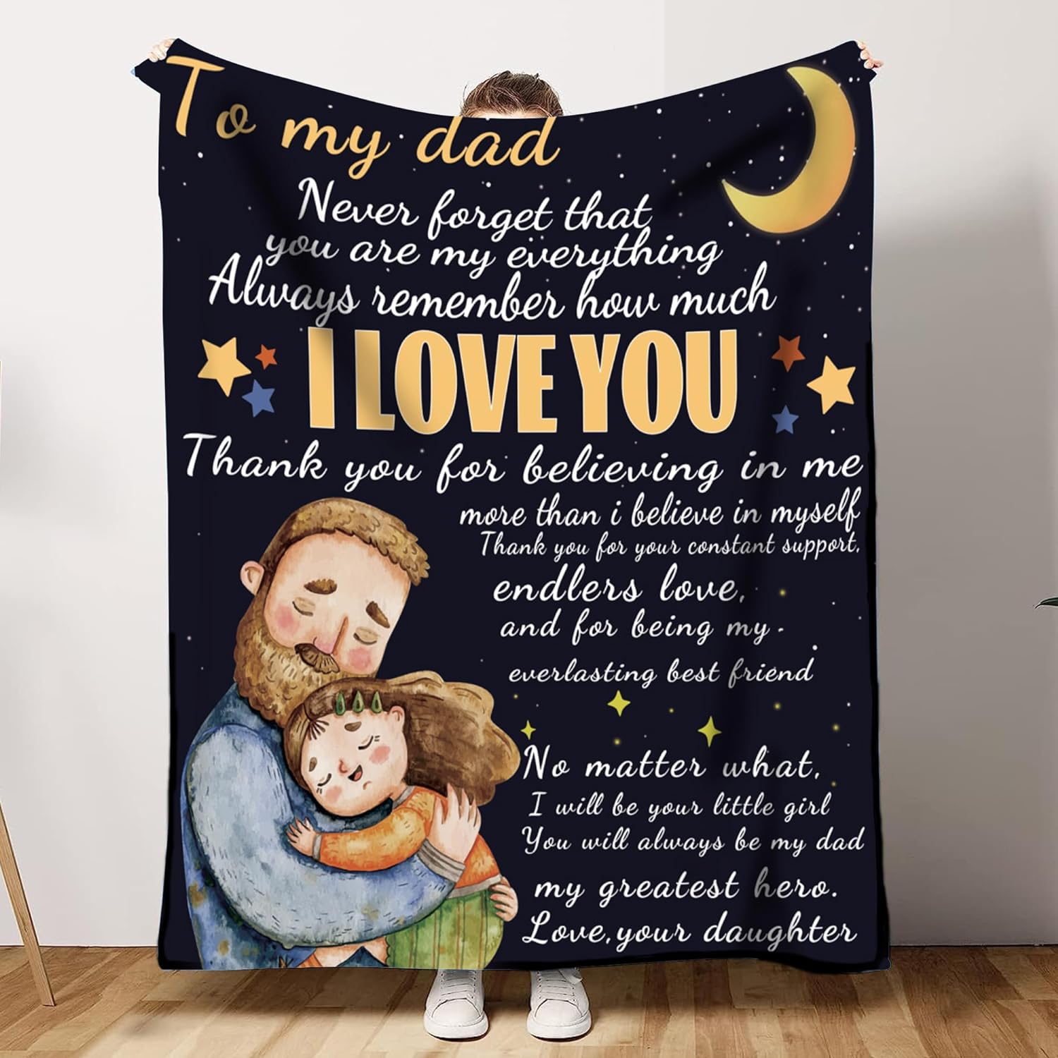 JOVMUND Gifts for Dad, Dad Gifts from Daughter, Dad Blanket from Daughter, Fathers Day for Dad, Personalised Birthday Gifts for Dad from Daughter (51 * 60in)