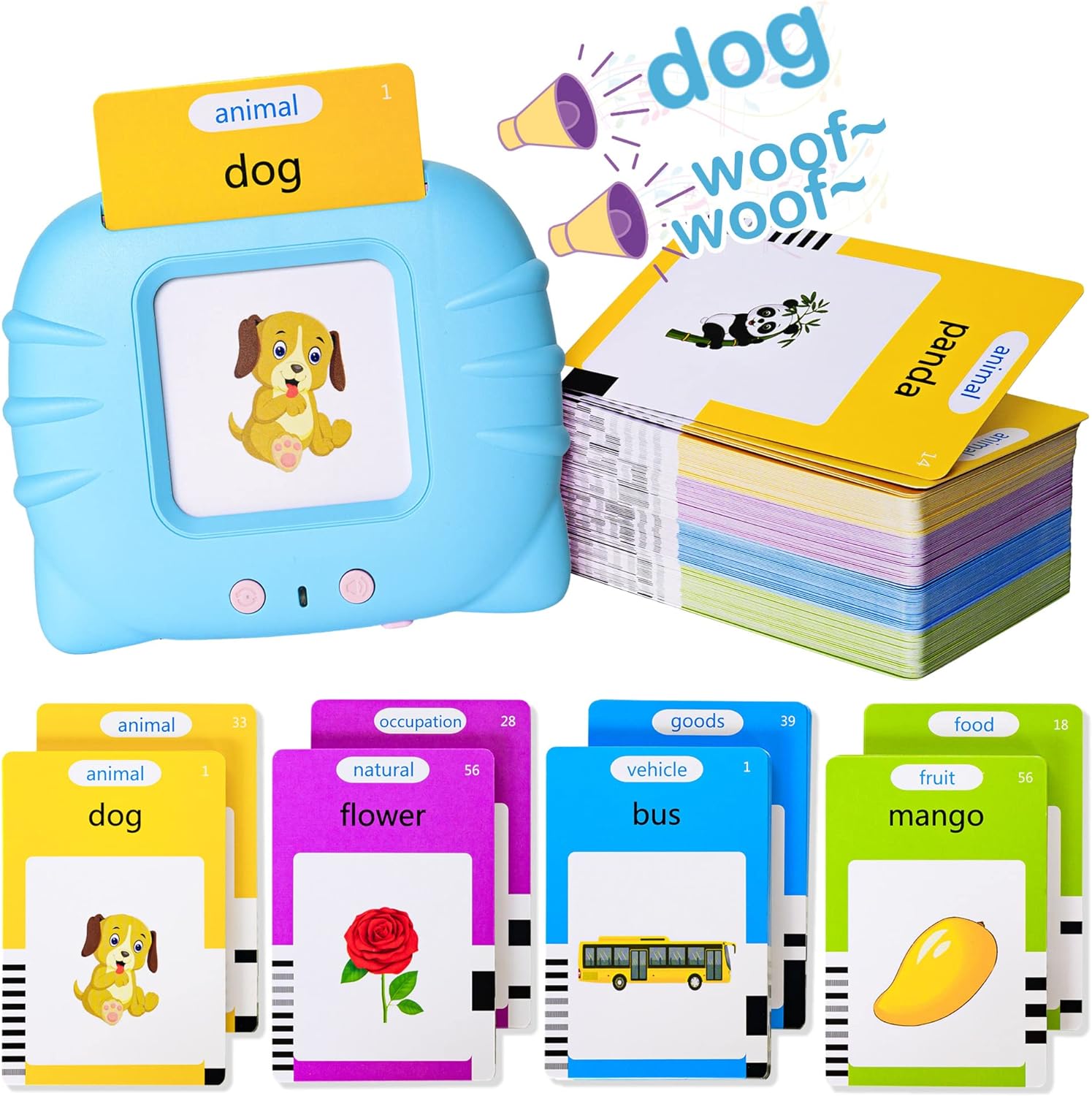 Talking Flash Cards Early Educational Toys for 3 4 5 6 Year Old Baby Boys Girls, Preschool Learning Reading Machine with 224 Words, Montessori Interactive Gift for Kids Toddlers