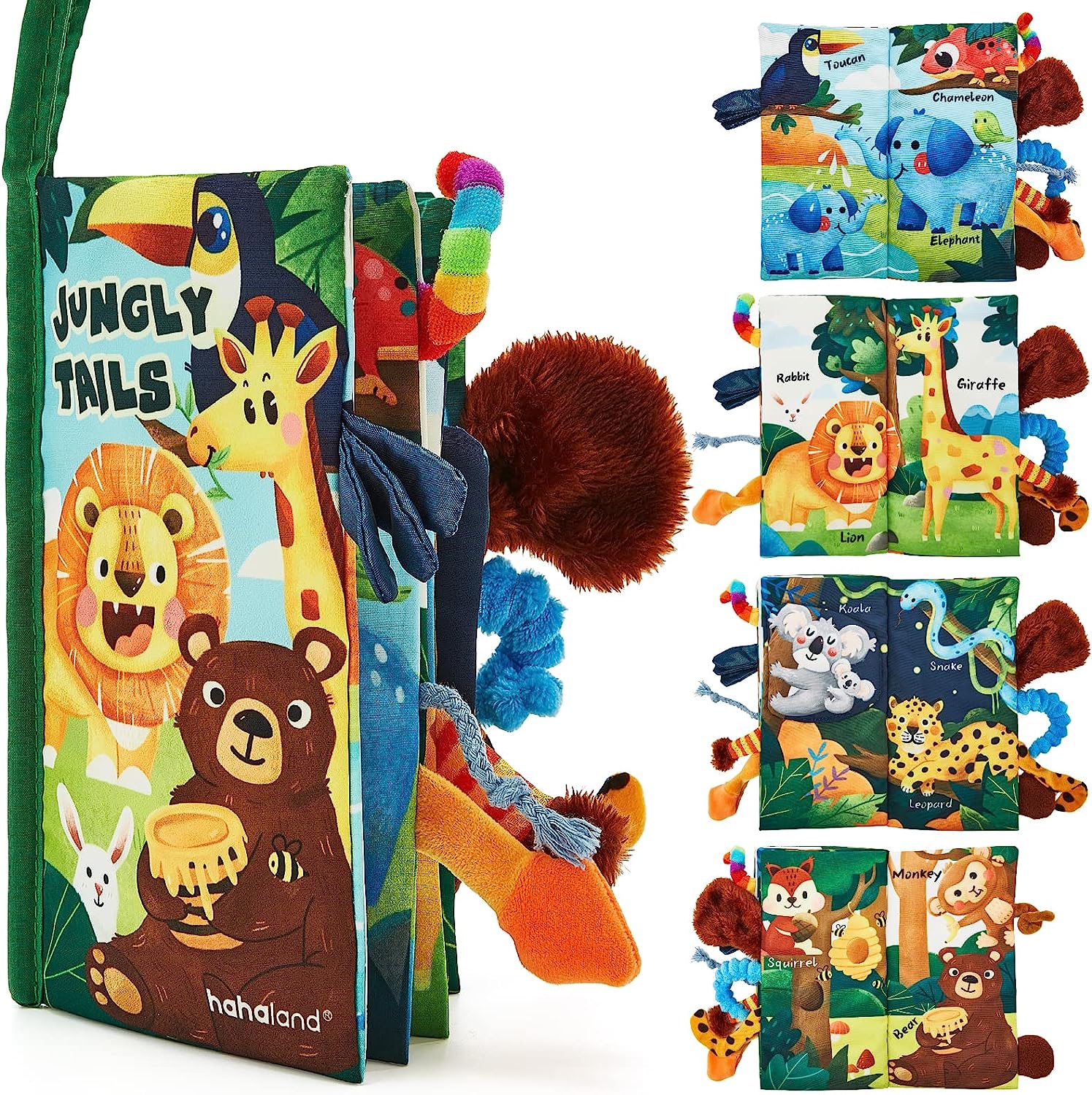 Baby Toys Jungle Tails Sensory Books for Babies Touch and Feel Soft Books, Crinkle Paper Baby Essentials for Newborn Infants Toys, Car Seat Baby Girls Gifts Newborn for 0 3 6 12 months Boys Girls