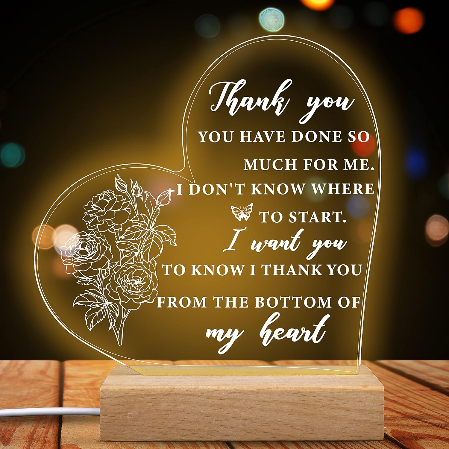 Merclix Thank You Night Light Thank You Gifts for Women Men Thank You Gifts for Teacher Friends Colleagues Thank You Gift at Christmas Thanksgiving Birthday