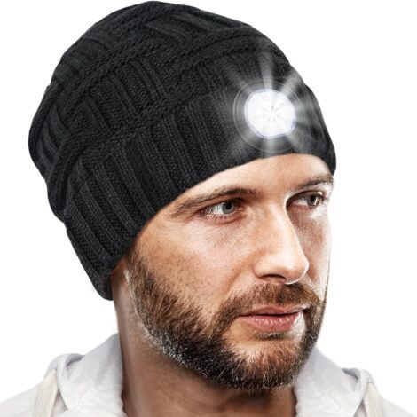 Men’s Fishing Gifts – Rechargeable Beanie Hat with Light, Perfect for Christmas Stocking Fillers, Advent Calendar Xmas Gifts.