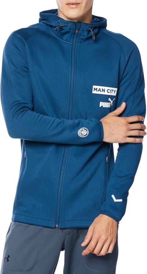 PUMA MCFC Hooded Sweatshirt for Men – Casual Jacket for Manchester City Fans.