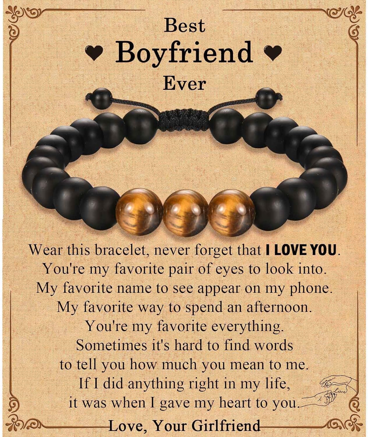 TEVOP Best Ever Gifts for Mens Boys, Dad Son Grandad Beads Bracelet Gifts for Boyfriend Husband Uncle Brother GRandson Nephew Friend, Birthday, Anniversary, Christmas, Valentines Day Gifts for Him