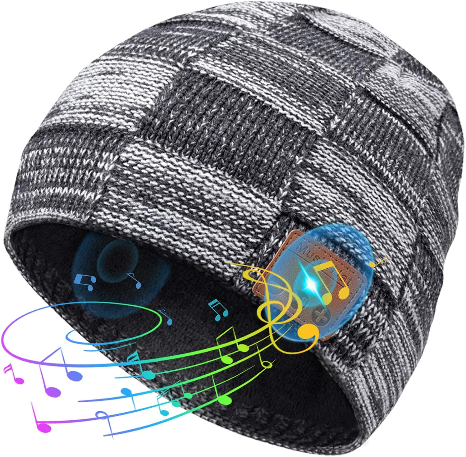 Novelty Gifts for Men Bluetooth Beanie Hat - Christmas Stocking Fillers for Men Teenagers Adults Hat with Headphones, Cool Gadgets Running Hiking Cycling Gifts for Him, Grey,One Size