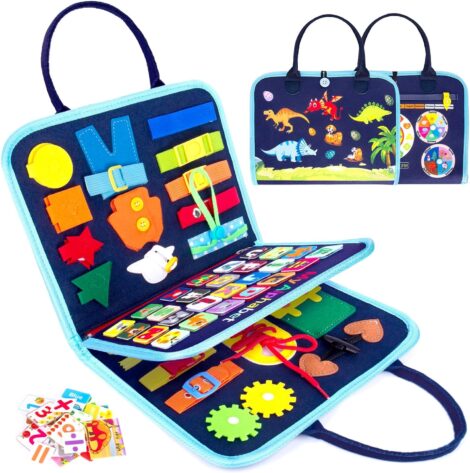 SPLAKS Busy Board: 20-in-1 Sensory Toy for Toddlers, Learn Fine Motor Skills, Gift for Boys/Girls