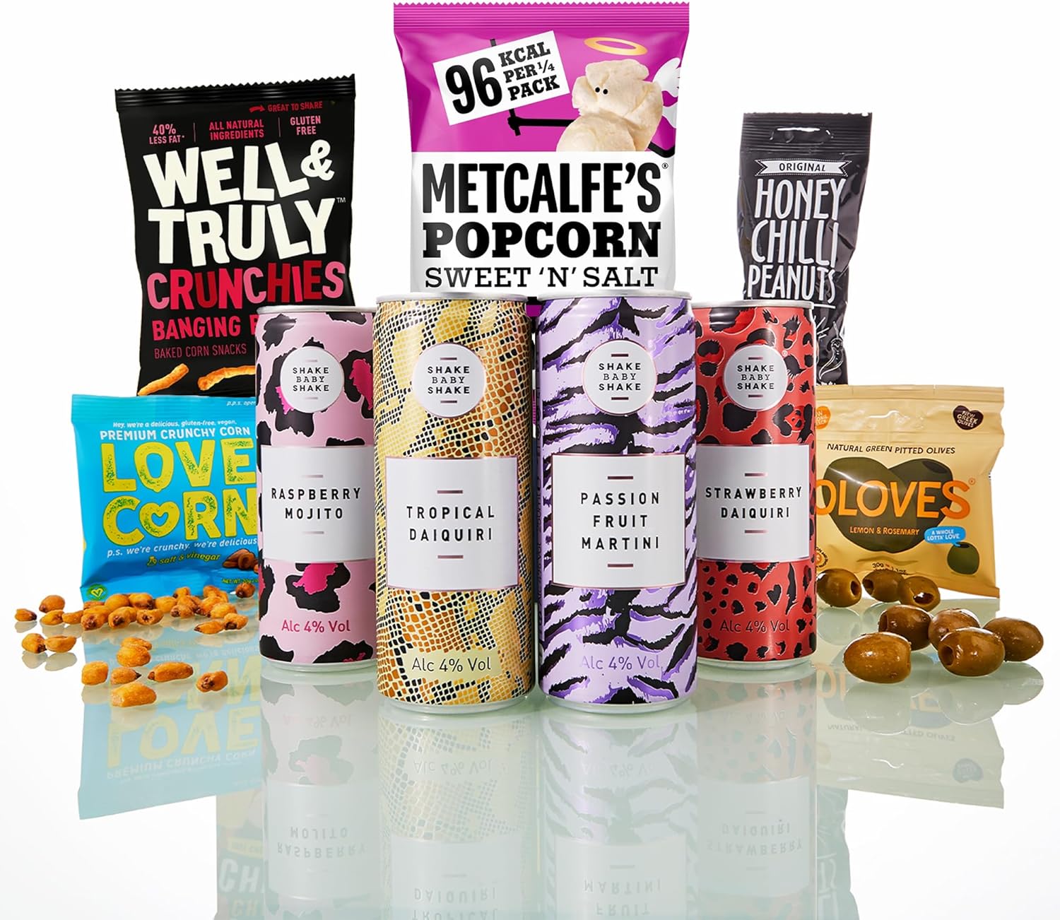 Cocktails & Gourmet Bar Snacks Gift Set Hamper | A Variety Of Cocktails | Mix of Premium Bar Snacks | Presented In A Beautiful Gift Box | Alcohol & Snack Hamper | Gifts for Her & Him (Just for You)