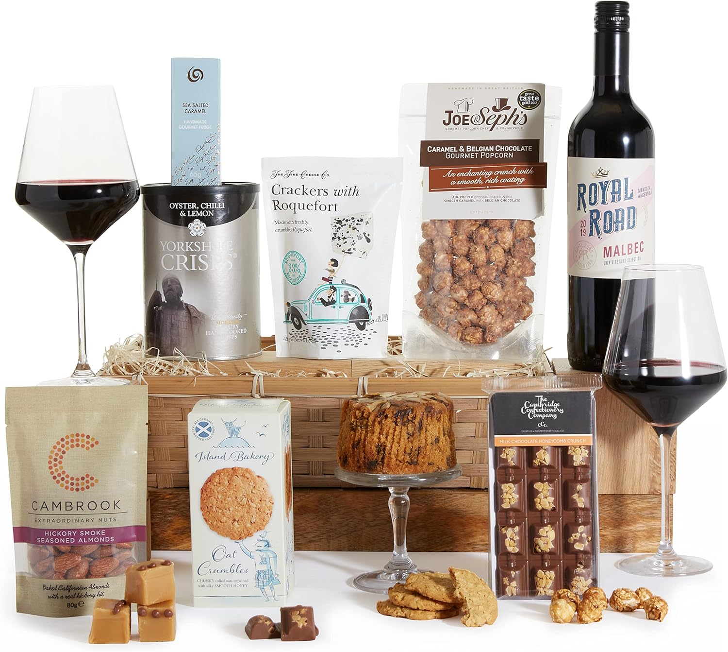 The Wine & Food Hamper - Argentinian Malbec Red Wine & Luxury Sweet & Savoury Treats | Hampers For Couples & Families, Hampers for Women, Gift For Men, For All Occasions, By Clearwater Hampers