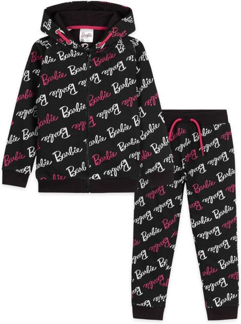 Official Barbie Lounge Wear Set – Pink Hoodie and Leggings; Perfect Gift for Girls 3-14.