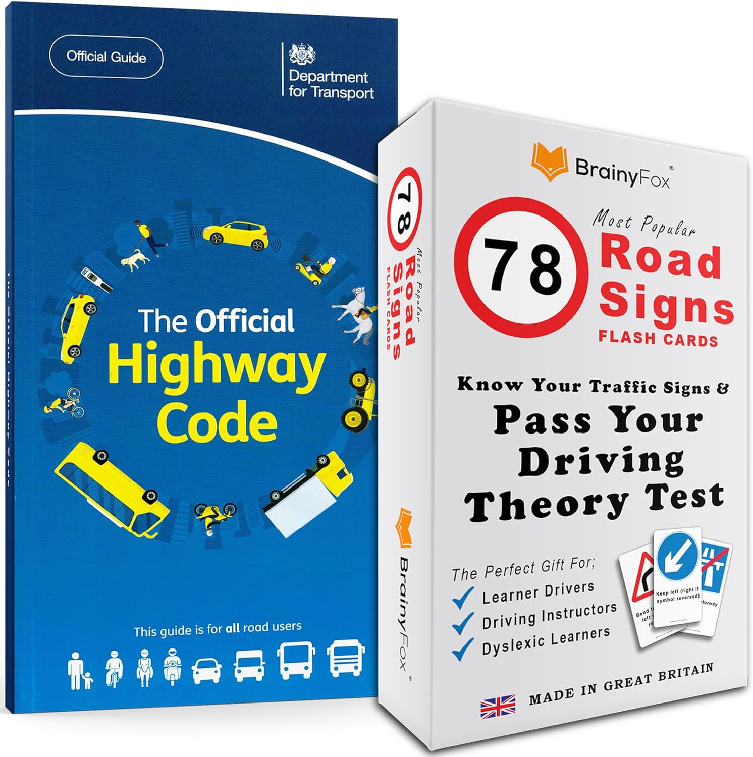 UK Driving Theory Test Kit: The Official DVLA Highway Code Book 2023 UK + 78 Road Signs Flash Cards. Christmas Eve Box Stocking Fillers For Teenage Boys & Girls