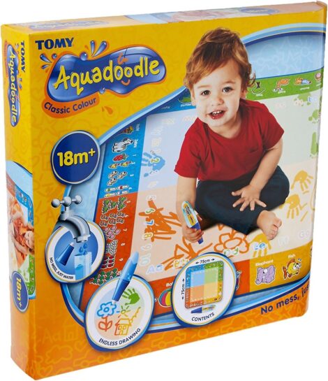 Tomy’s Aquadoodle Large Water Doodle Mat, a mess-free coloring game for toddlers and kids 18+ months.