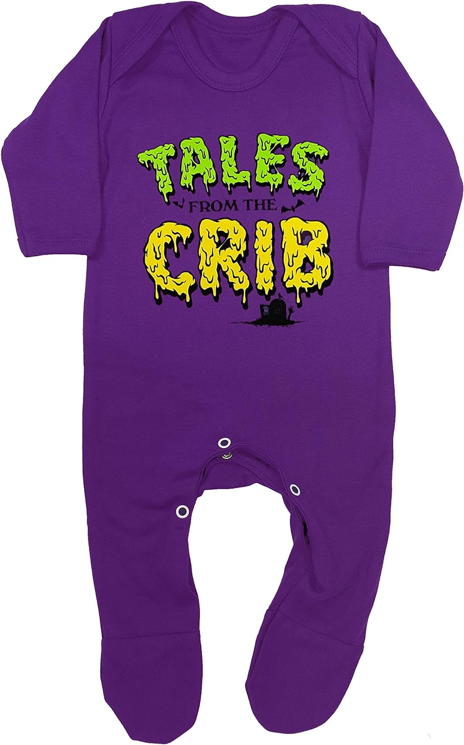 Baby Moo's Funny Baby Outfit Sleepsuit for Boys or Girls | Alternative TALES FROM THE CRIB - Halloween, Goth Baby Clothes or New Baby Gift UK