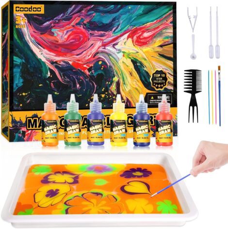 Water Marbling Paint for Kids – Creative Craft Kit for Kids Ages 6+