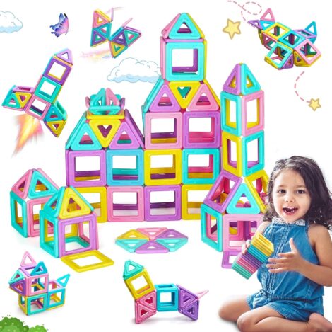AUOLTE Magnetic Building Block Toy for Kids: STEM Early Education Construction Tiles, Gift for 3-9 Year Old Boys and Girls.