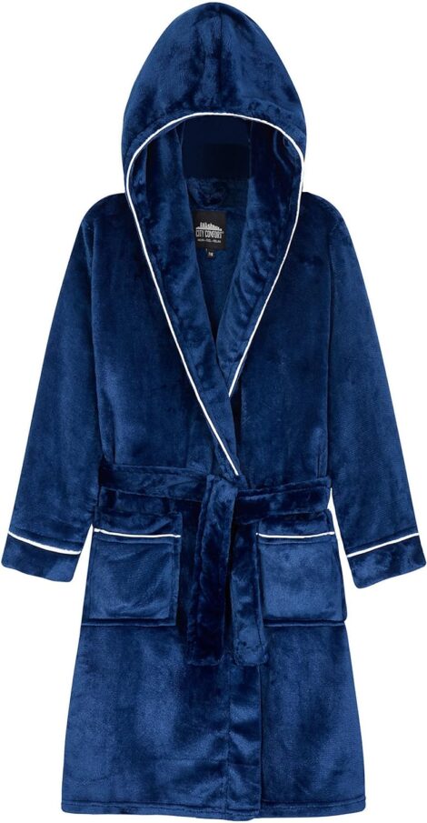 CityComfort Boys Dressing Gown – Soft, Hooded Robe for Boys and Teens in Fluffy Fleece.