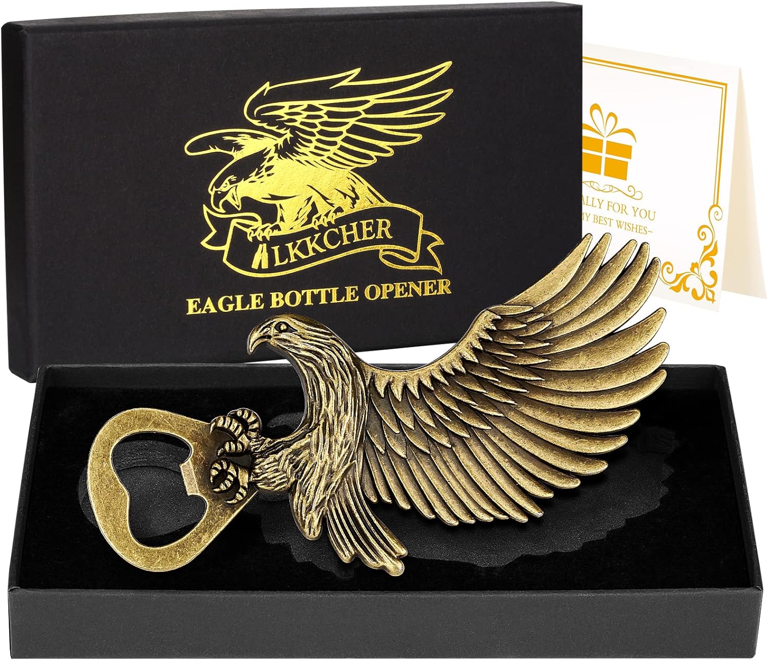 LKKCHER Eagle Gifts, Eagle Beer Bottle Opener for Man, Fathers Day Birthday Valentine Christmas Gifts for Men Dad Boyfriend Husband Eagle Fan Woman Girlfriend Beer Opener Collector with Gift Box&Card