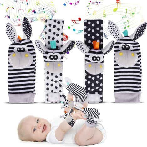 Avos-Deals-Global Baby Rattle Socks: Adorable Black and White Sensory Set for Newborns