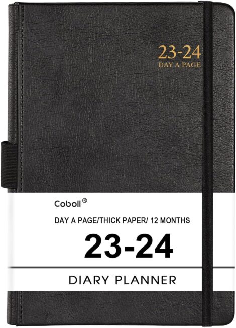 2023-2024 Academic Diary: A5 Day Per Page, Pen Loop, 180° Flat-out, Monthly Stickers