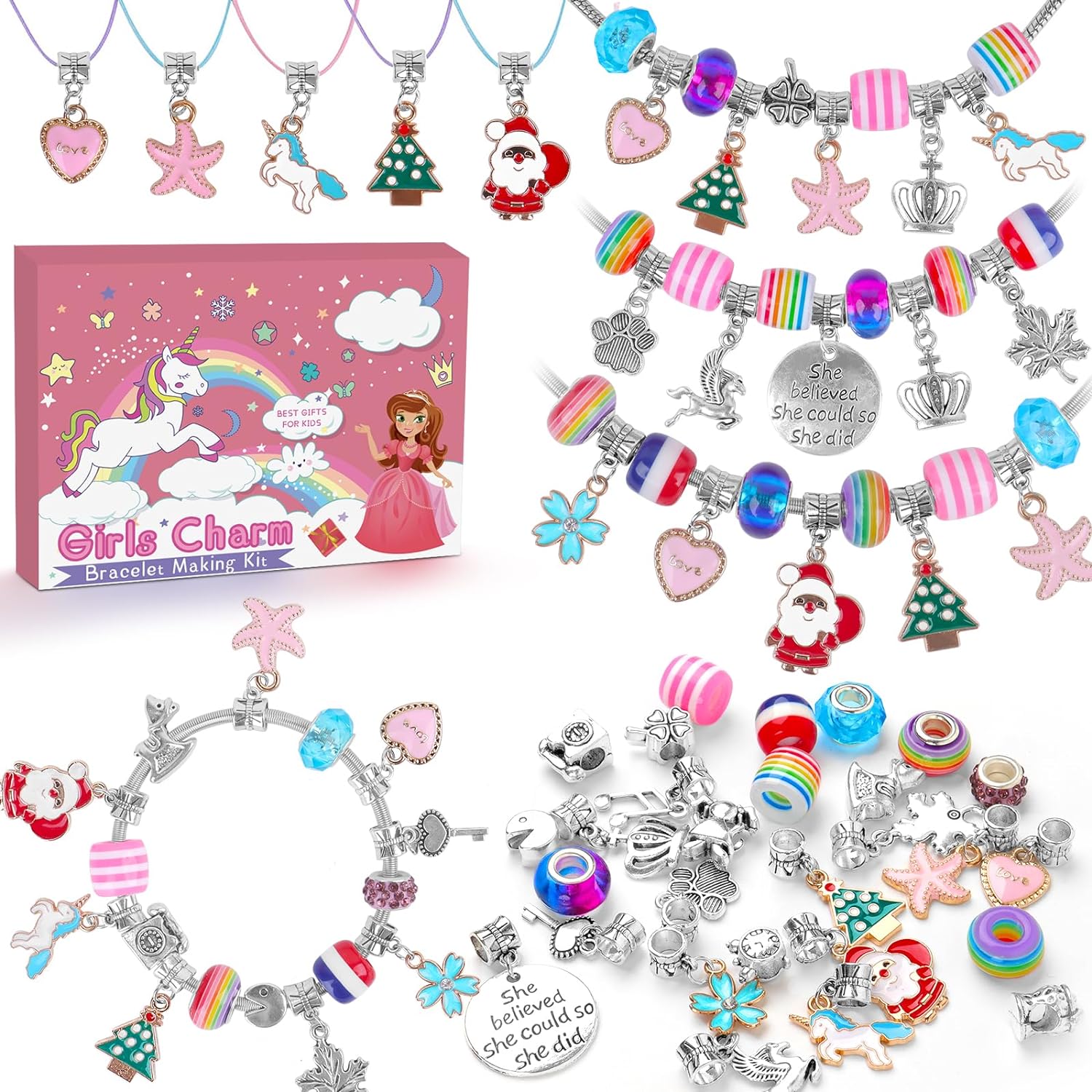 HYASIA Gifts for Teenage Girls Gifts Jewellery Making Kit, Gifts for Girls 4-12 Year Old Girls Charm Bracelet Making Kit for Kids Stocking Fillers for Girls Christmas Gifts, Arts and Crafts for Kids