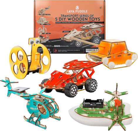 Puzzle-Wooden Vehicle Model Set: STEM Toy for Kids, Solar Energy Science Kits, Gift for Age 6+