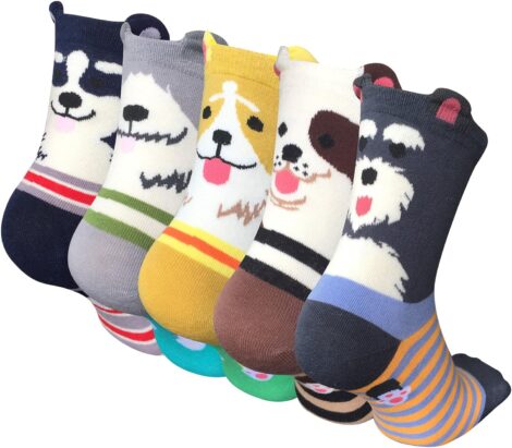 Chalier Cozy Women’s Animal Socks – 5 Pairs, Funny & Cute, Perfect Gift – One Size.