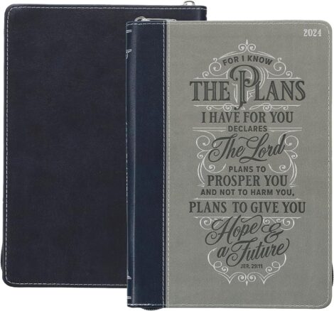 Christian Art Gifts 2024 12 Month Vegan Leather Planner: I Know the Plans – Inspirational Bible Verse.