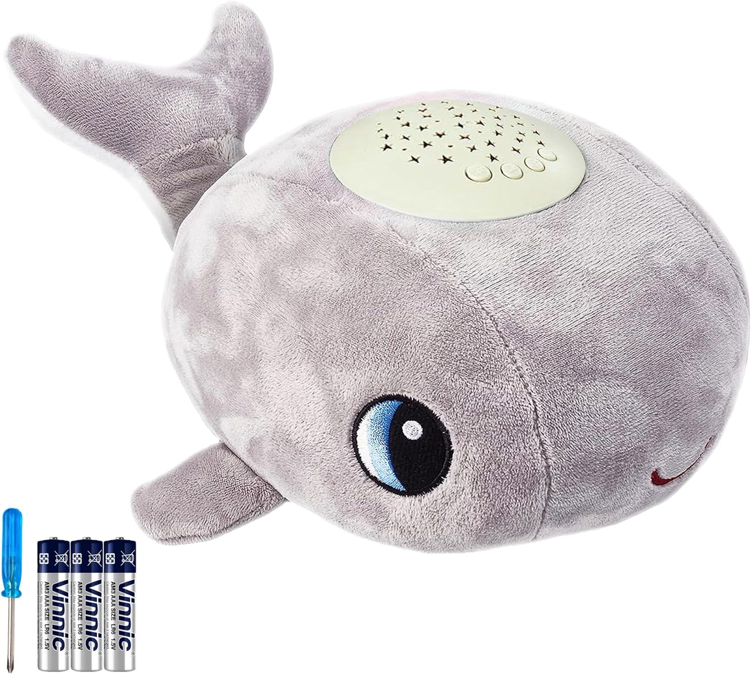 Cacchino’s Ben Baby Sleep Aid with Musical Baby Night Light Star Projector and Sound Machine with Nursery Rhymes and Soothing Sounds, Heartbeat and Shusher. The Soft Plush Whale is an Ideal Baby Gift.