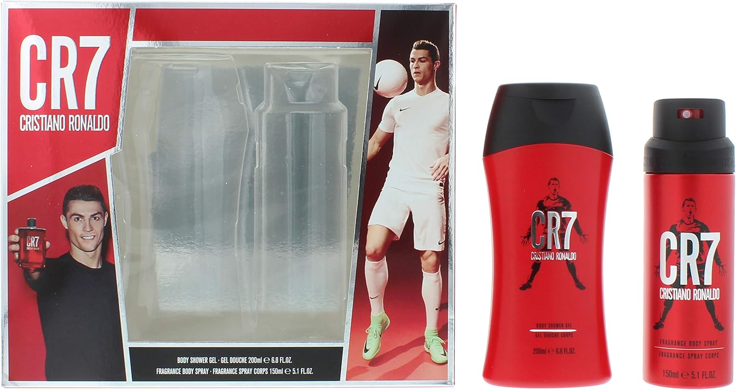 Cristiano Ronaldo CR7 Shower Gel & Body Spray Gift Set For Him, 200ml + 150 ml, 2 Count