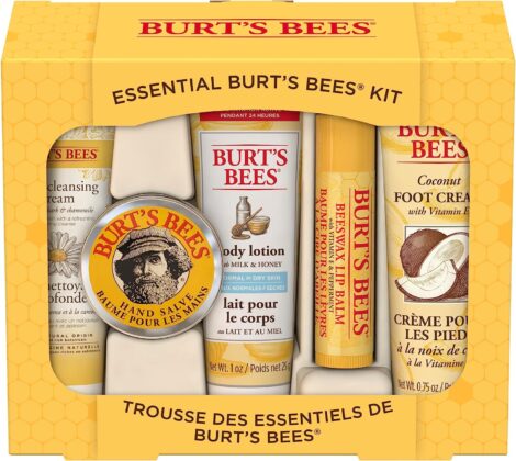 Burt’s Bees Travel Set: Lip Balm, Hand Salve, Body Lotion, Foot Cream & Face Cleanser