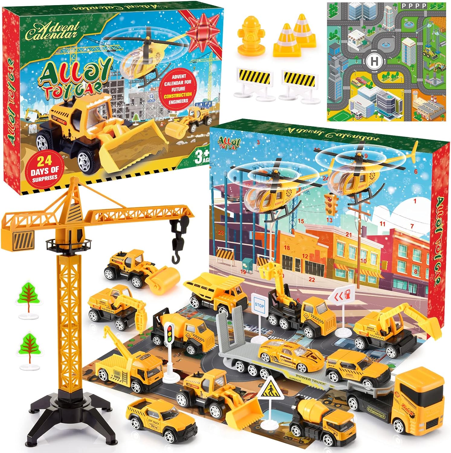 MDINGTD Kids Advent Calendar 2023，Toys Cars for 2 3 4 5 6 7 Year Old Boys Advent Calendar 2023 Kids' Play Vehicles 2-8 Year Old Boy Gifts Christmas Calendar Toy Advent Calendar Advent Calendar for Kid