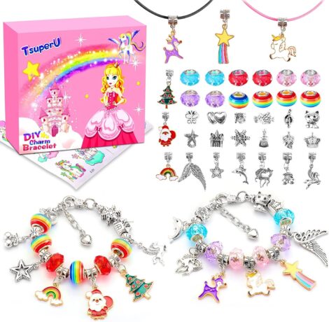 Girls Unicorn Gift Set, Ages 7-10, Bracelet Making Kit – Perfect Christmas Present and Birthday Favors