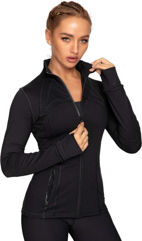 QUEENIEKE Women’s Slim Fit Running Jacket with Soft Handfeel and Side Zip Pocket