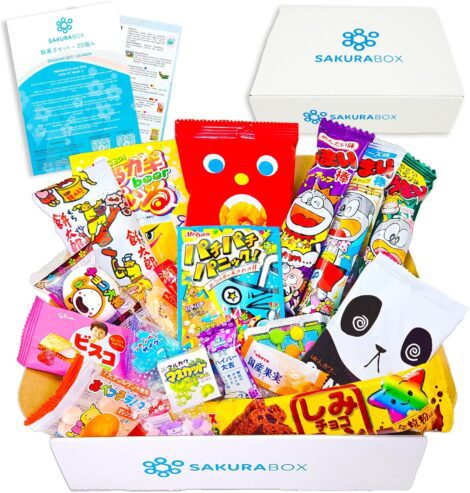 20-Piece Japanese Snacks & Candy Box: Dagashi, Sweets, Snacks, Candy, Gum with English Pamphlet.