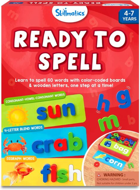 Skillmatics Ready to Spell – Educational Toy for Ages 4 to 7, Enhances Vocabulary & Spelling.