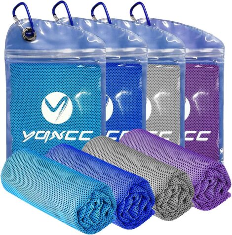 YQXCC 4-Pack Cooling Towels: Soft Breathable Chilly Towel for Yoga, Golf, Gym, Camping, Running, and More.