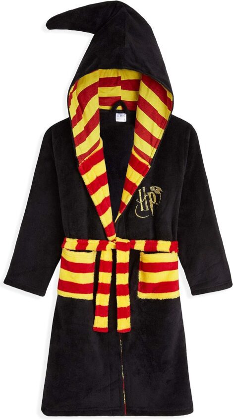 Harry Potter Kids Dressing Gown- Soft Fleece Robe for Boys with Gryffindor Slytherin Design.