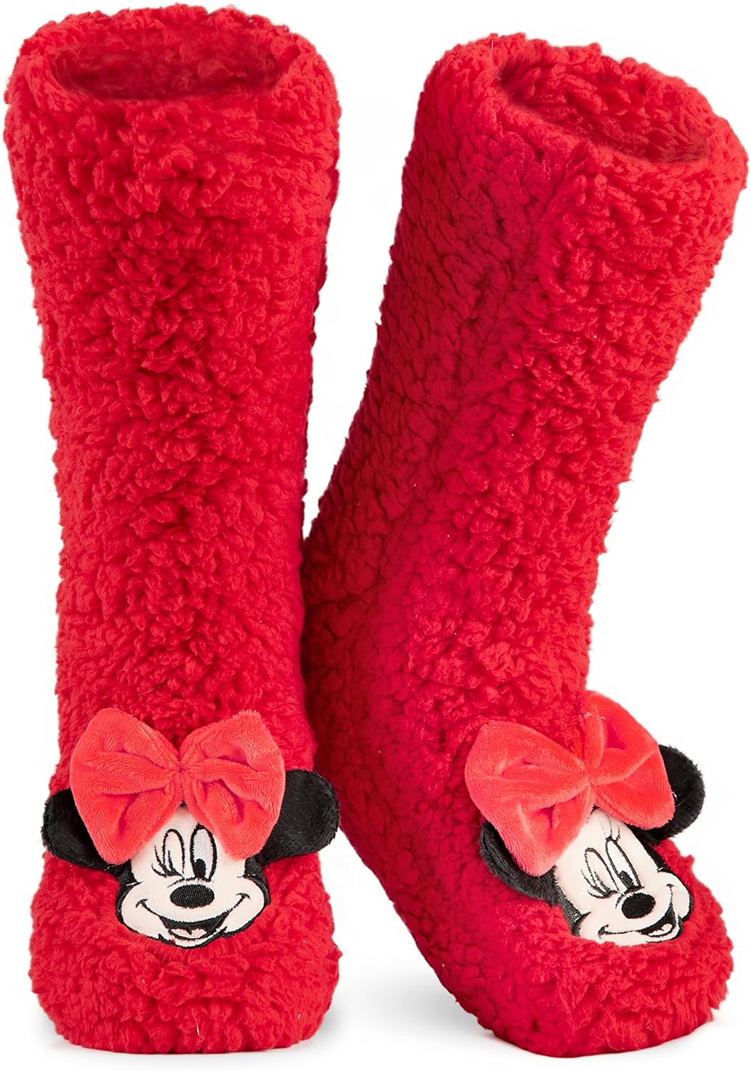 Disney Stitch Fluffy Socks Women Super Soft Fleece Slipper Socks Minnie Mouse Baby Yoda Grip Socks Stitch Gifts